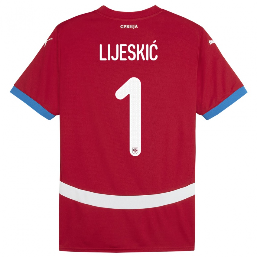 Kinderen Servië Luka Lijeskic #1 Rood Thuisshirt Thuistenue 24-26 T-Shirt