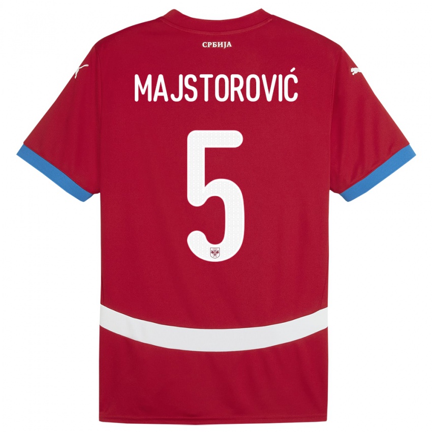 Kinderen Servië Milan Majstorovic #5 Rood Thuisshirt Thuistenue 24-26 T-Shirt