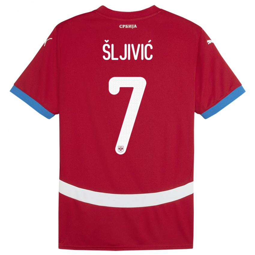 Kinderen Servië Jovan Sljivic #7 Rood Thuisshirt Thuistenue 24-26 T-Shirt