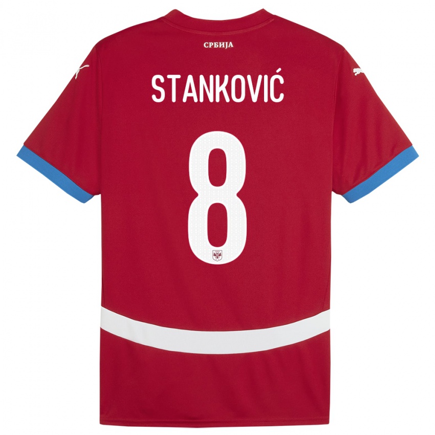 Kinderen Servië Aleksandar Stankovic #8 Rood Thuisshirt Thuistenue 24-26 T-Shirt