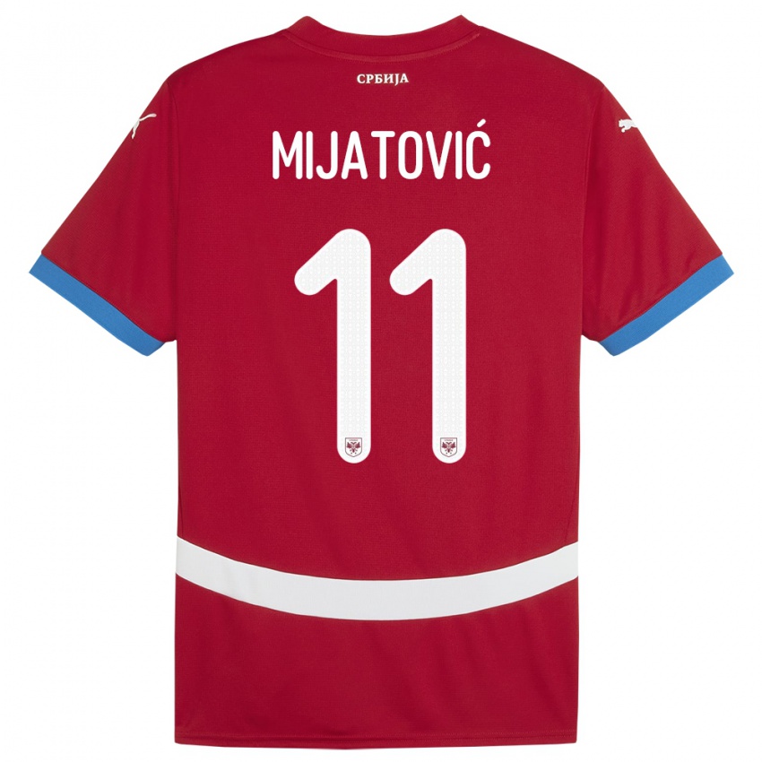 Kinderen Servië Jovan Mijatovic #11 Rood Thuisshirt Thuistenue 24-26 T-Shirt