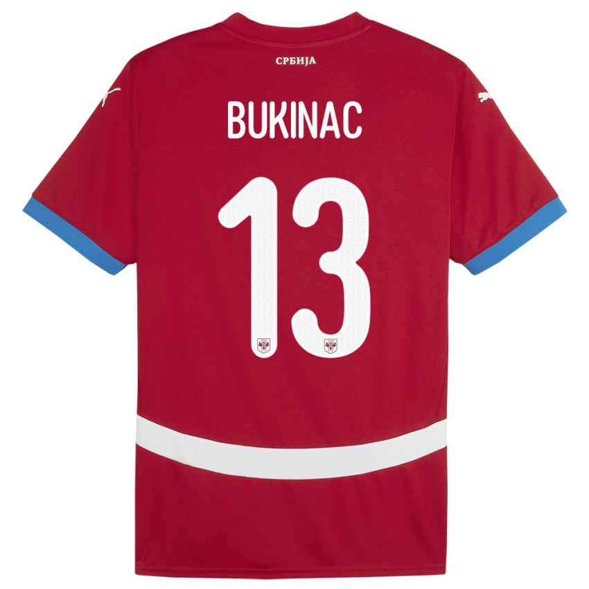 Kinderen Servië Stefan Bukinac #13 Rood Thuisshirt Thuistenue 24-26 T-Shirt