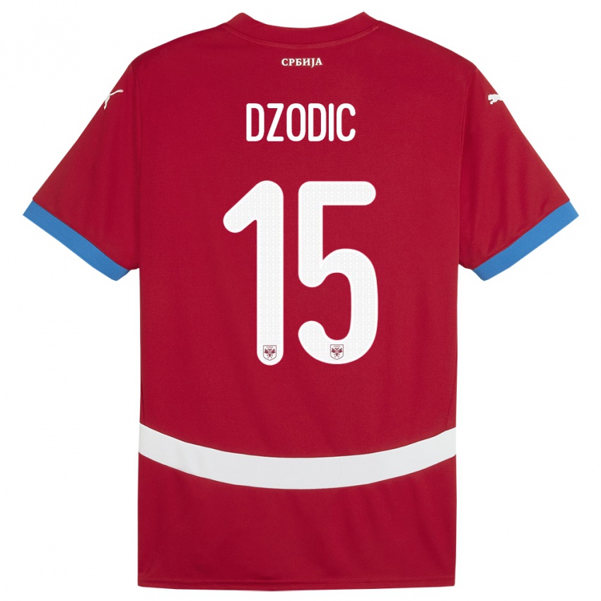 Kinderen Servië Stefan Dzodic #15 Rood Thuisshirt Thuistenue 24-26 T-Shirt