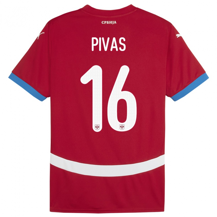 Kinderen Servië Miodrag Pivas #16 Rood Thuisshirt Thuistenue 24-26 T-Shirt