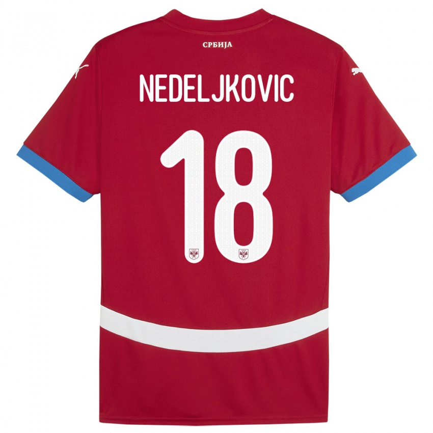 Kinderen Servië Kosta Nedeljkovic #18 Rood Thuisshirt Thuistenue 24-26 T-Shirt