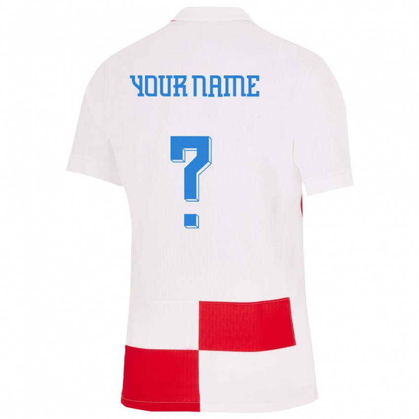 Kinderen Kroatië Uw Naam #0 Wit Rood Thuisshirt Thuistenue 24-26 T-Shirt