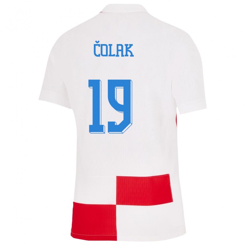 Kinderen Kroatië Antonio Colak #19 Wit Rood Thuisshirt Thuistenue 24-26 T-Shirt