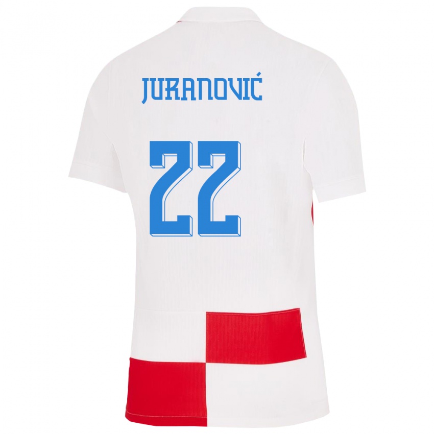 Kinderen Kroatië Josip Juranovic #22 Wit Rood Thuisshirt Thuistenue 24-26 T-Shirt