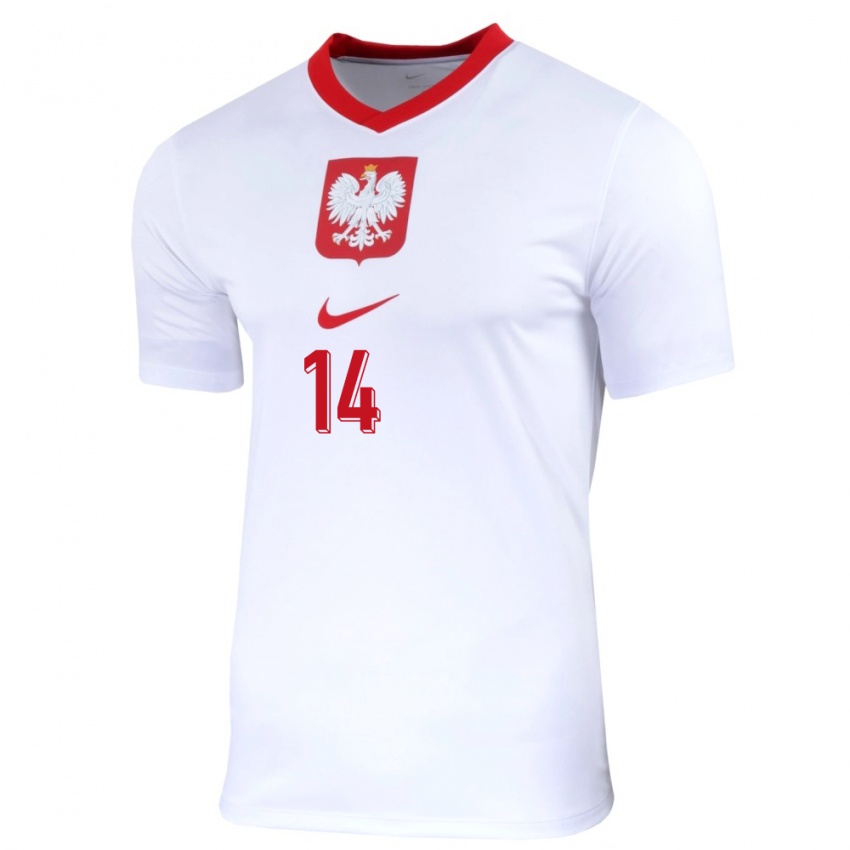 Kinderen Polen Jakub Kiwior #14 Wit Thuisshirt Thuistenue 24-26 T-Shirt