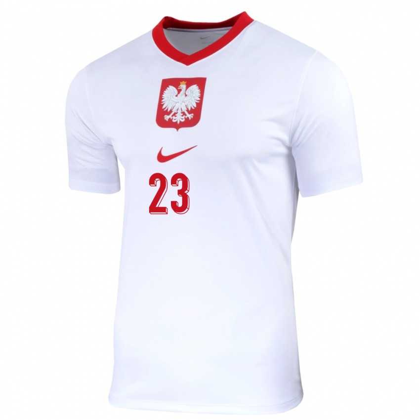 Kinderen Polen Milosz Brzozowski #23 Wit Thuisshirt Thuistenue 24-26 T-Shirt