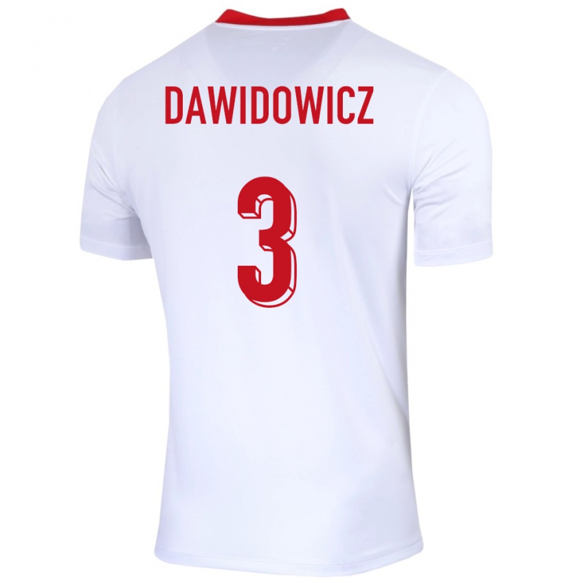 Kinderen Polen Pawel Dawidowicz #3 Wit Thuisshirt Thuistenue 24-26 T-Shirt