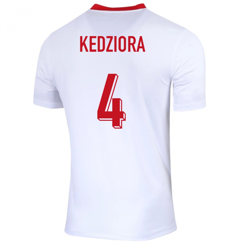 Kinderen Polen Tomasz Kedziora #4 Wit Thuisshirt Thuistenue 24-26 T-Shirt