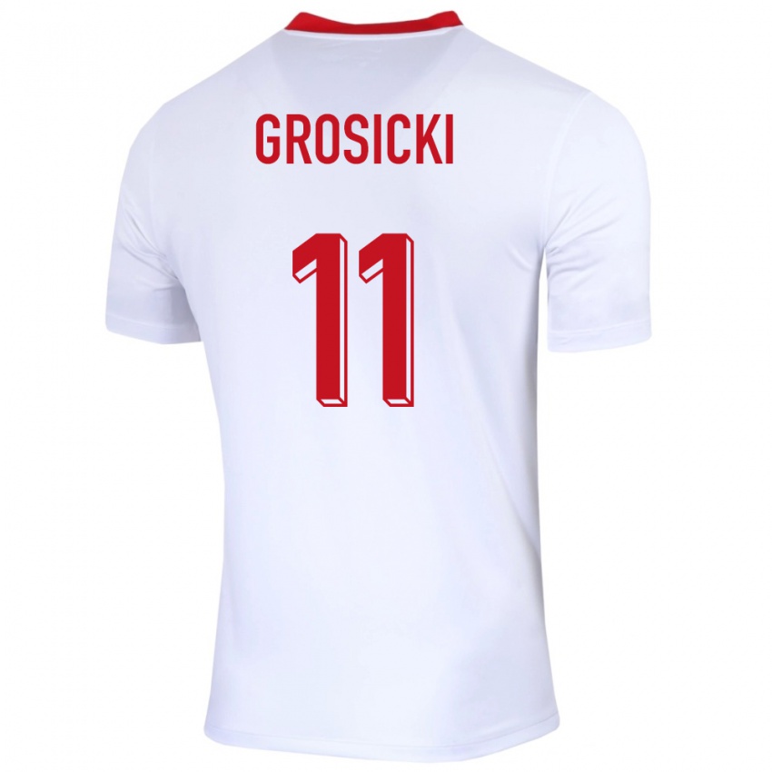 Kinderen Polen Kamil Grosicki #11 Wit Thuisshirt Thuistenue 24-26 T-Shirt