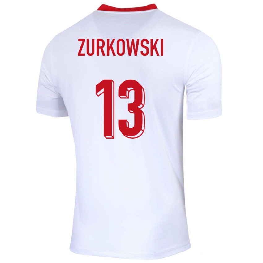 Kinderen Polen Szymon Zurkowski #13 Wit Thuisshirt Thuistenue 24-26 T-Shirt