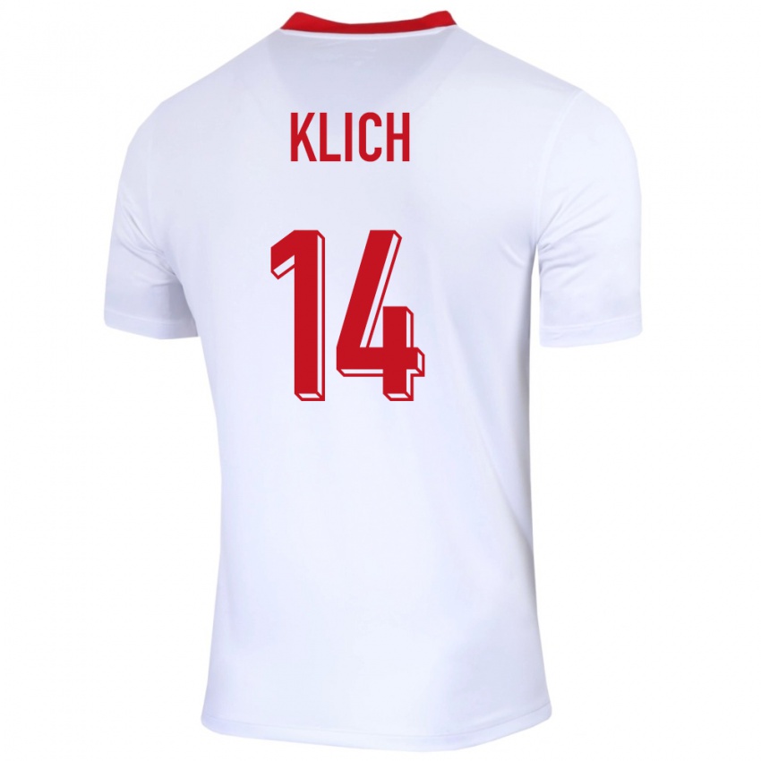 Kinderen Polen Mateusz Klich #14 Wit Thuisshirt Thuistenue 24-26 T-Shirt