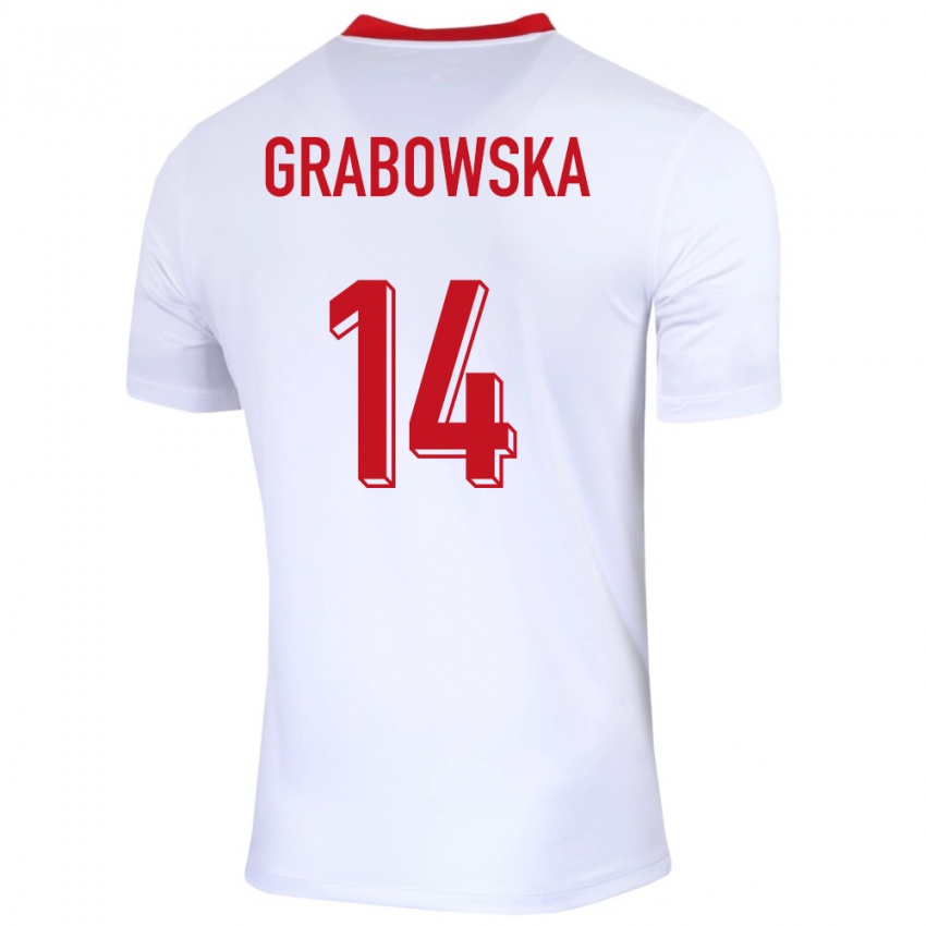 Kinderen Polen Dominika Grabowska #14 Wit Thuisshirt Thuistenue 24-26 T-Shirt