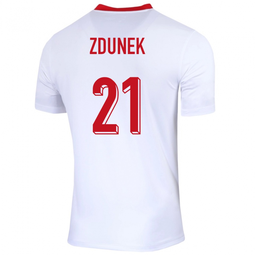 Kinderen Polen Emilia Zdunek #21 Wit Thuisshirt Thuistenue 24-26 T-Shirt