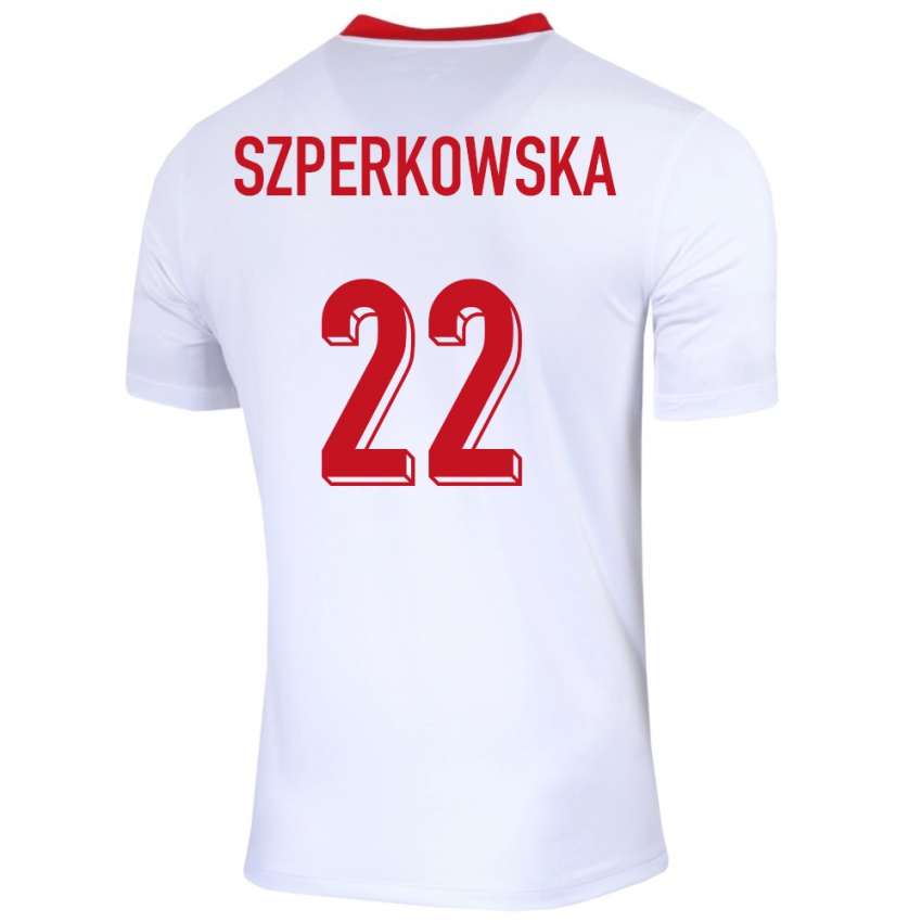 Kinderen Polen Oliwia Szperkowska #22 Wit Thuisshirt Thuistenue 24-26 T-Shirt