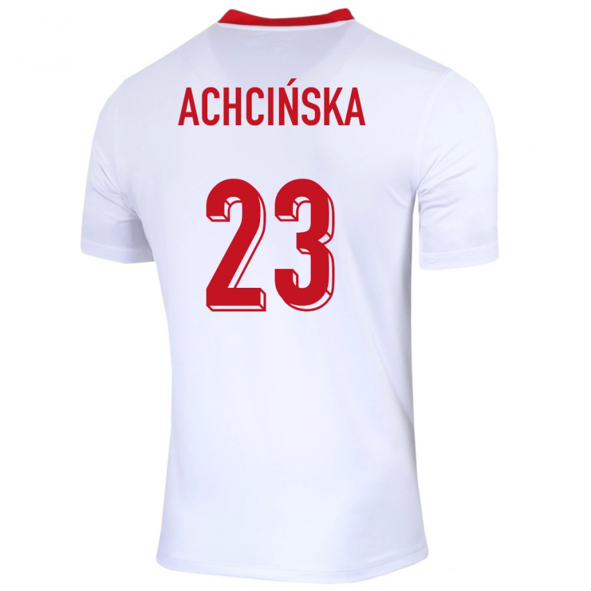 Kinderen Polen Adriana Achcinska #23 Wit Thuisshirt Thuistenue 24-26 T-Shirt