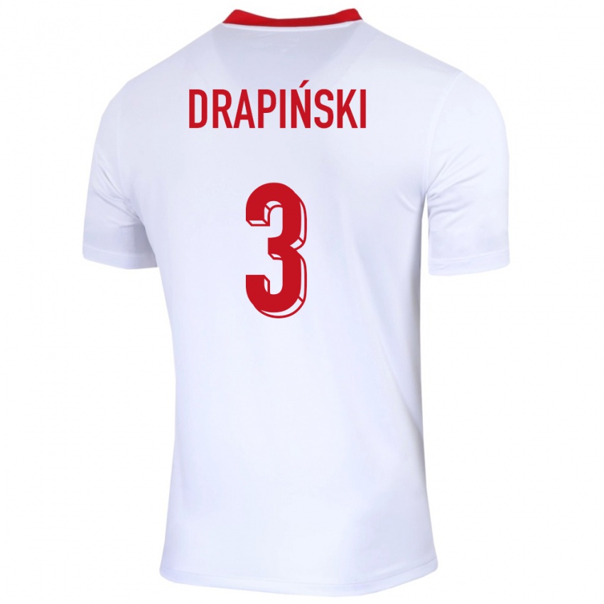 Kinderen Polen Igor Drapinski #3 Wit Thuisshirt Thuistenue 24-26 T-Shirt