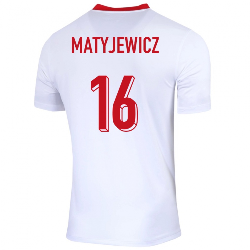 Kinderen Polen Wiktor Matyjewicz #16 Wit Thuisshirt Thuistenue 24-26 T-Shirt