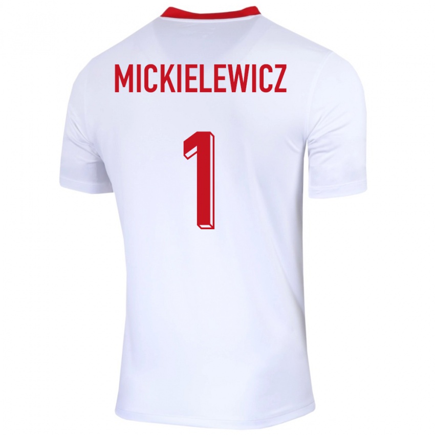 Kinderen Polen Aleksander Mickielewicz #1 Wit Thuisshirt Thuistenue 24-26 T-Shirt