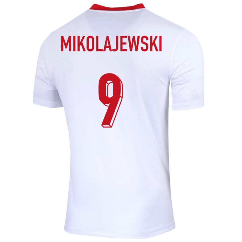 Kinderen Polen Daniel Mikolajewski #9 Wit Thuisshirt Thuistenue 24-26 T-Shirt