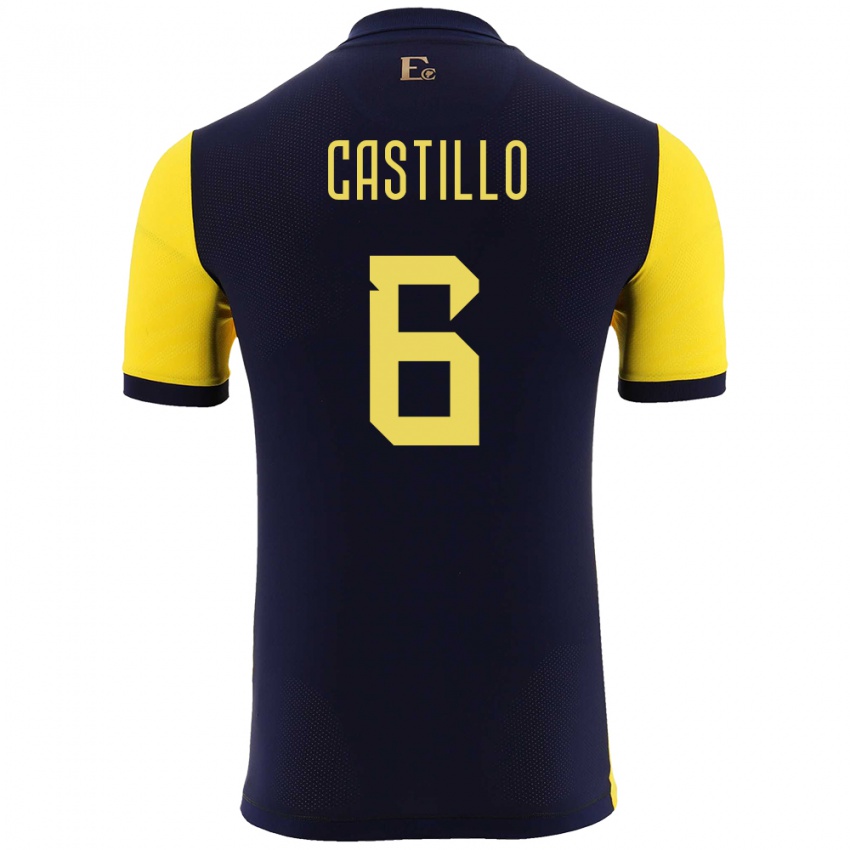 Kinderen Ecuador Byron Castillo #6 Geel Thuisshirt Thuistenue 24-26 T-Shirt