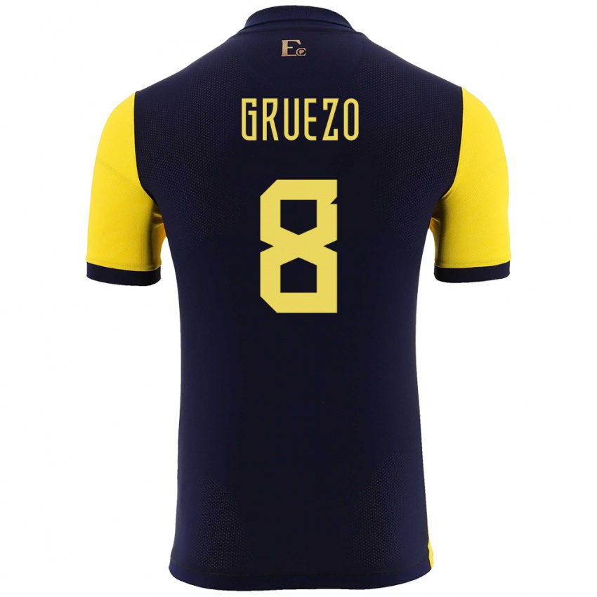 Kinderen Ecuador Carlos Gruezo #8 Geel Thuisshirt Thuistenue 24-26 T-Shirt