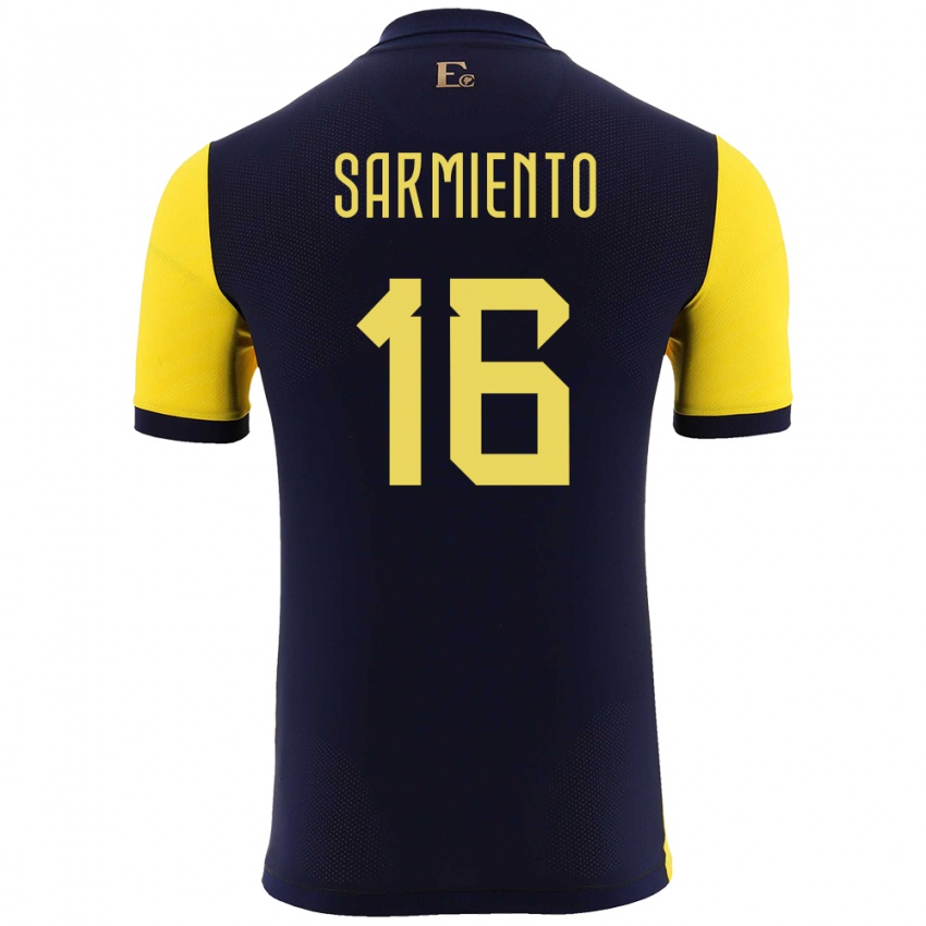 Kinderen Ecuador Jeremy Sarmiento #16 Geel Thuisshirt Thuistenue 24-26 T-Shirt