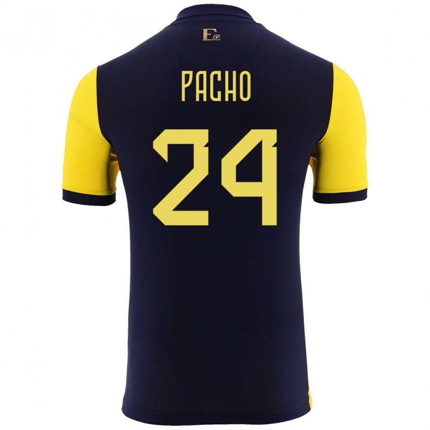 Kinderen Ecuador William Pacho #24 Geel Thuisshirt Thuistenue 24-26 T-Shirt