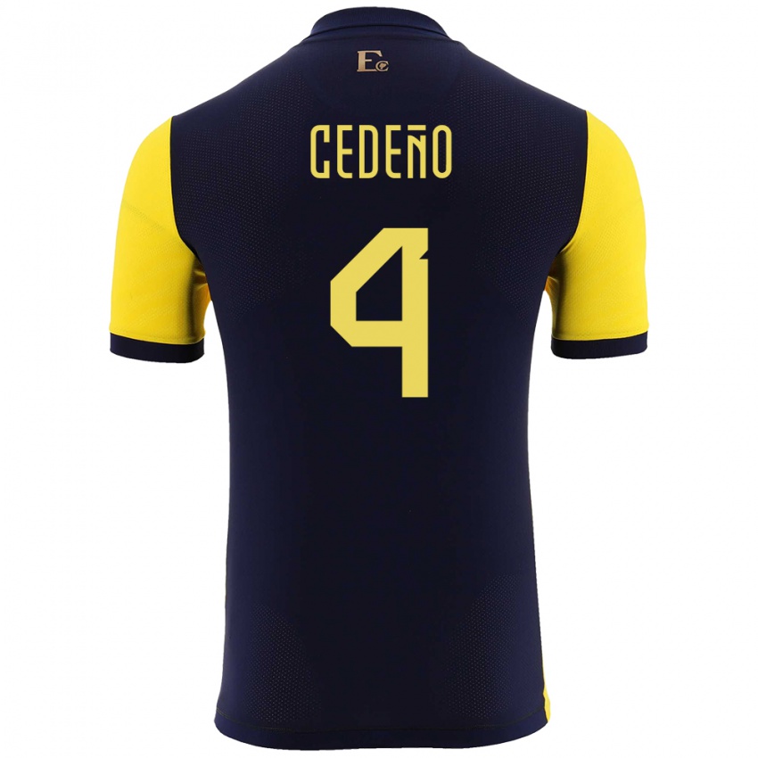 Kinderen Ecuador Stefany Cedeno #4 Geel Thuisshirt Thuistenue 24-26 T-Shirt