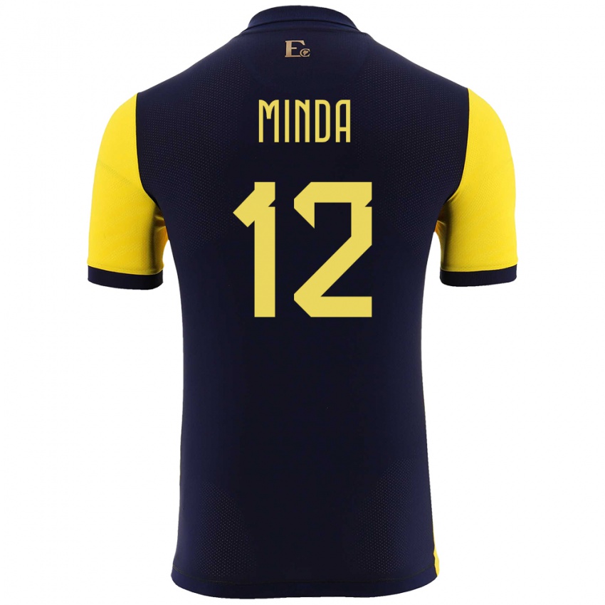 Kinderen Ecuador Ethan Minda #12 Geel Thuisshirt Thuistenue 24-26 T-Shirt