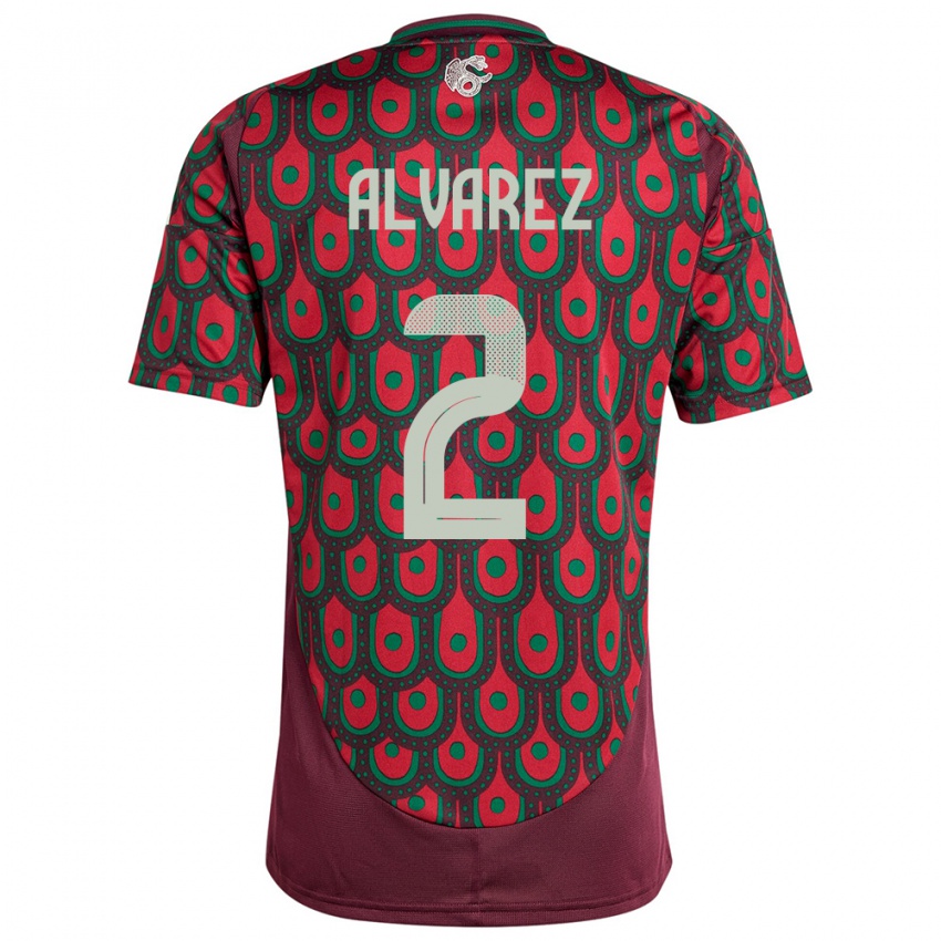 Kinderen Mexico Kevin Alvarez #2 Kastanjebruin Thuisshirt Thuistenue 24-26 T-Shirt