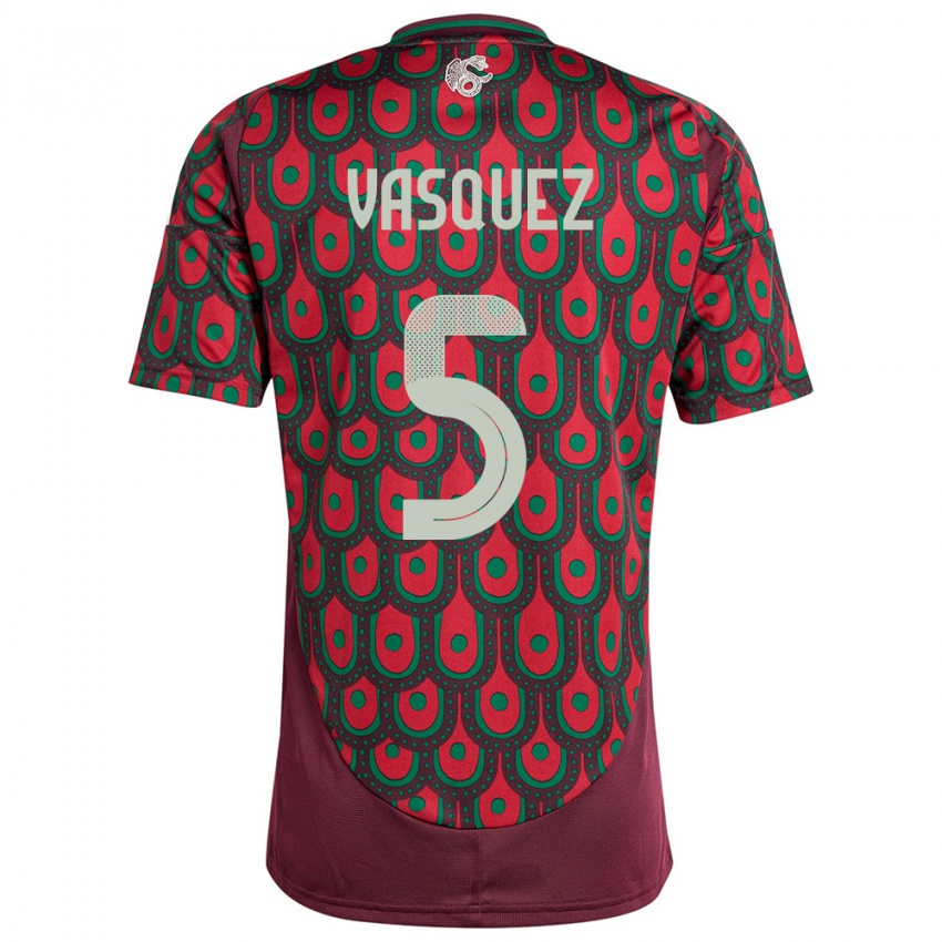 Kinderen Mexico Johan Vasquez #5 Kastanjebruin Thuisshirt Thuistenue 24-26 T-Shirt