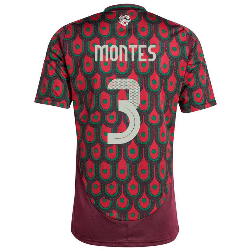 Kinderen Mexico Cesar Montes #3 Kastanjebruin Thuisshirt Thuistenue 24-26 T-Shirt