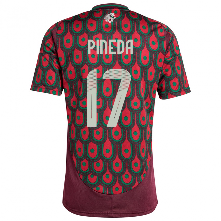 Kinderen Mexico Orbelin Pineda #17 Kastanjebruin Thuisshirt Thuistenue 24-26 T-Shirt