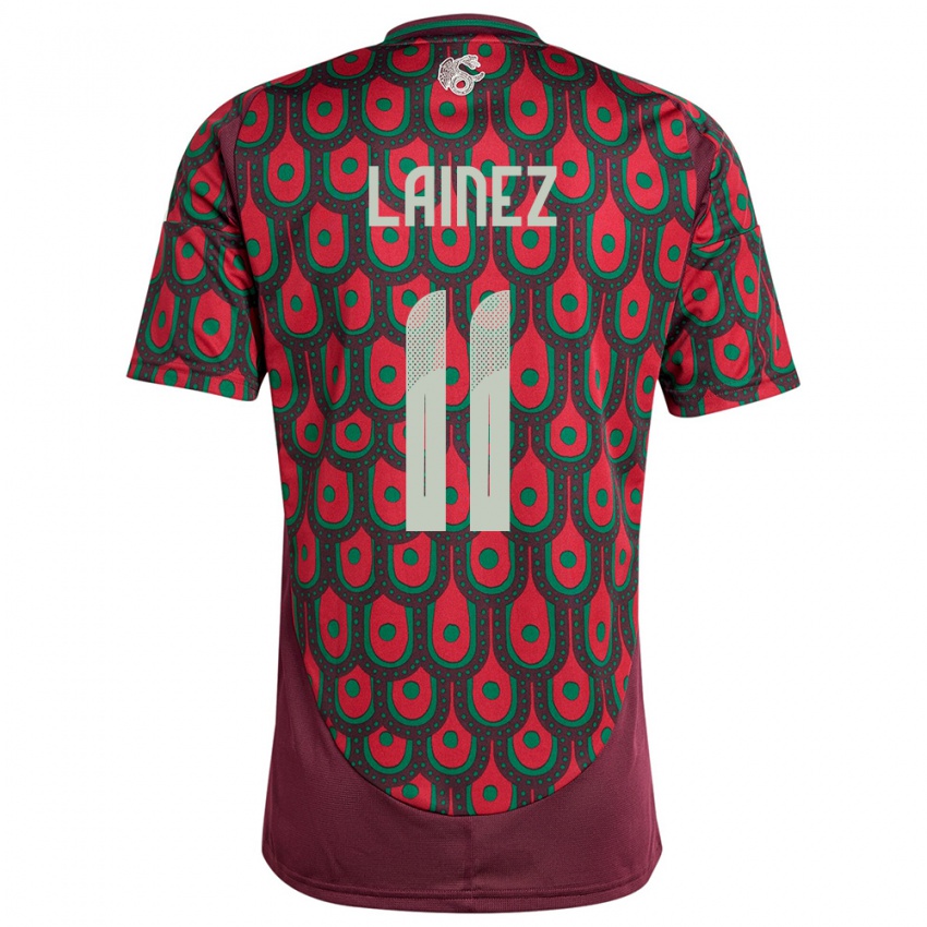 Kinderen Mexico Diego Lainez #11 Kastanjebruin Thuisshirt Thuistenue 24-26 T-Shirt