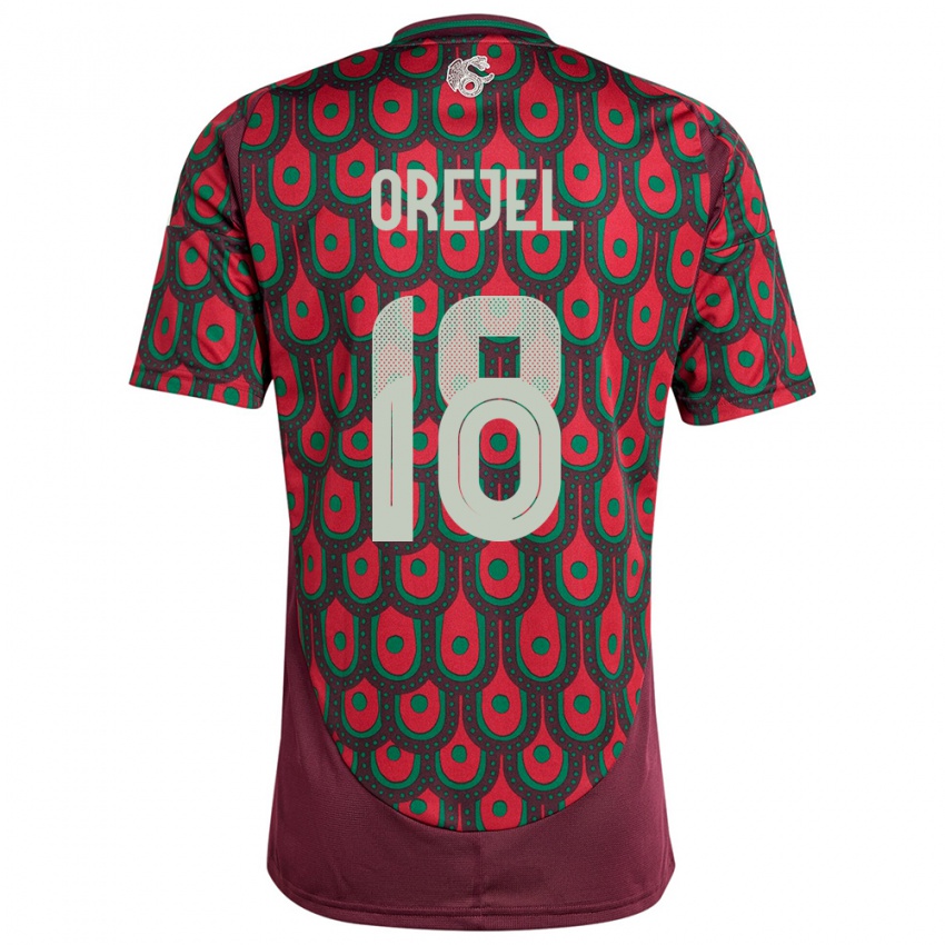 Kinderen Mexico Jocelyn Orejel #18 Kastanjebruin Thuisshirt Thuistenue 24-26 T-Shirt