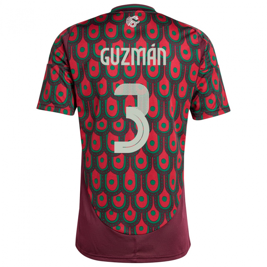 Kinderen Mexico Victor Guzman #3 Kastanjebruin Thuisshirt Thuistenue 24-26 T-Shirt