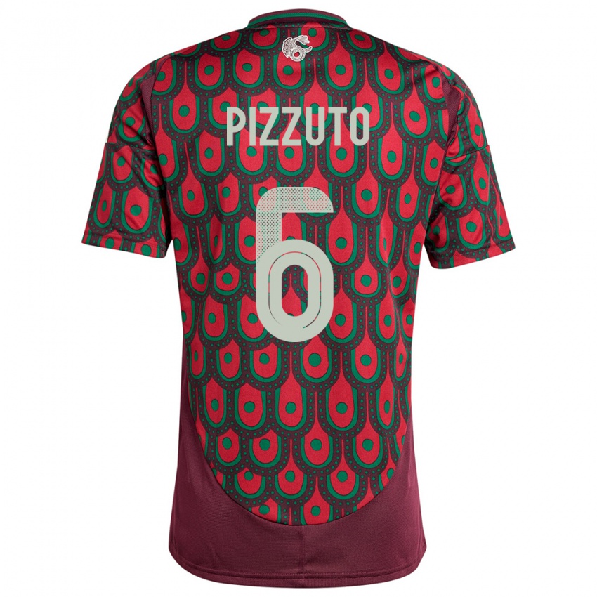 Kinderen Mexico Eugenio Pizzuto #6 Kastanjebruin Thuisshirt Thuistenue 24-26 T-Shirt