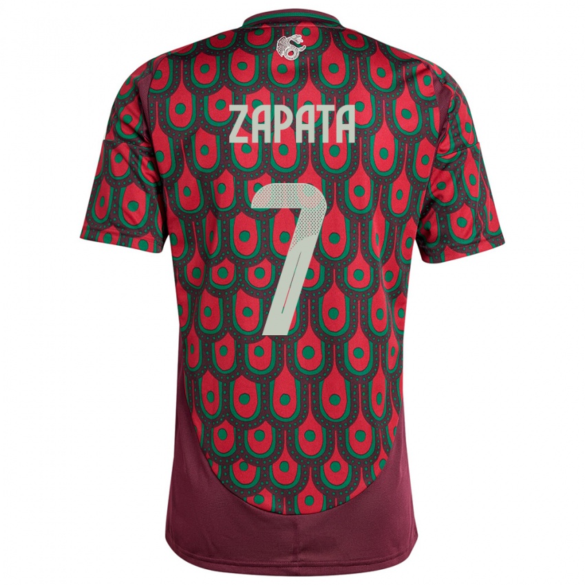 Kinderen Mexico Angel Zapata #7 Kastanjebruin Thuisshirt Thuistenue 24-26 T-Shirt