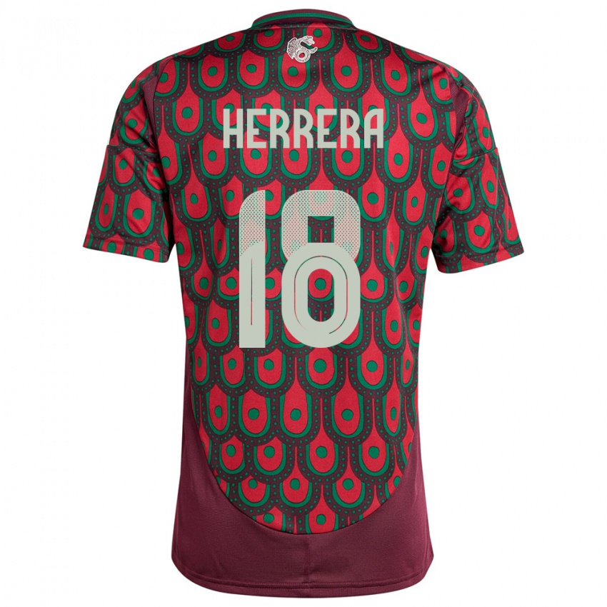 Kinderen Mexico Ozziel Herrera #18 Kastanjebruin Thuisshirt Thuistenue 24-26 T-Shirt