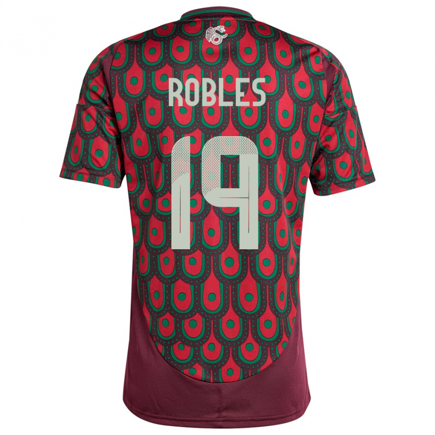 Kinderen Mexico Angel Robles #19 Kastanjebruin Thuisshirt Thuistenue 24-26 T-Shirt