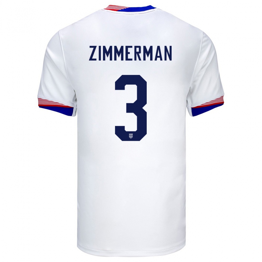 Kinderen Verenigde Staten Walker Zimmerman #3 Wit Thuisshirt Thuistenue 24-26 T-Shirt