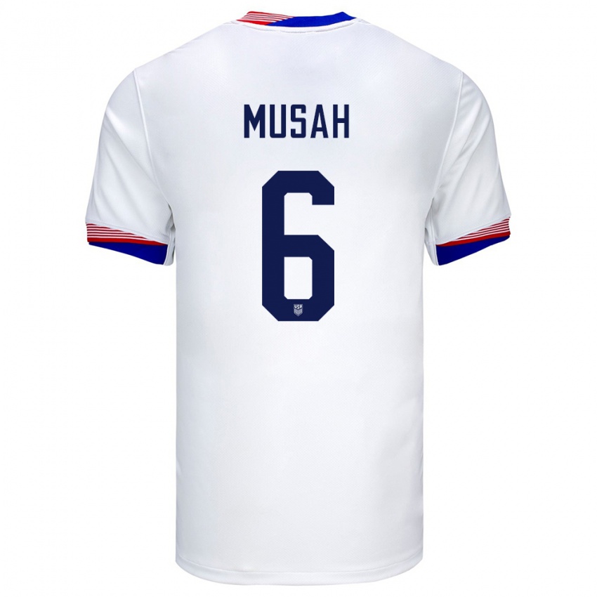 Kinderen Verenigde Staten Yunus Musah #6 Wit Thuisshirt Thuistenue 24-26 T-Shirt