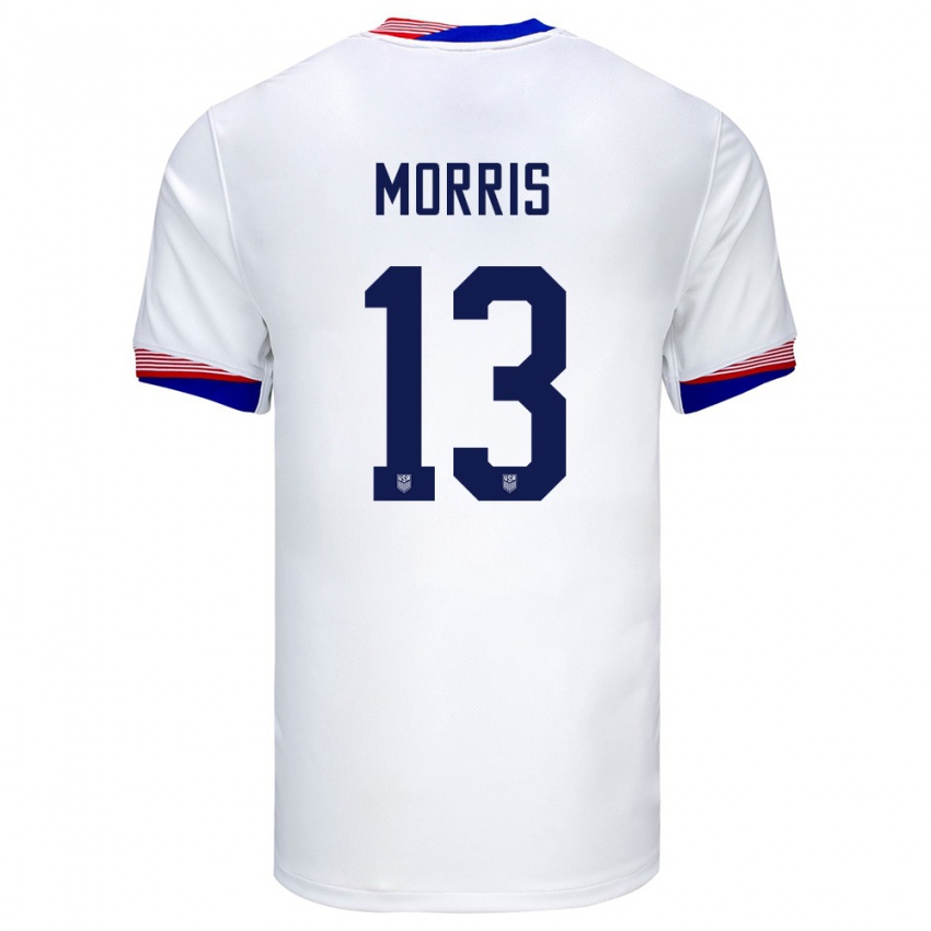 Kinderen Verenigde Staten Jordan Morris #13 Wit Thuisshirt Thuistenue 24-26 T-Shirt