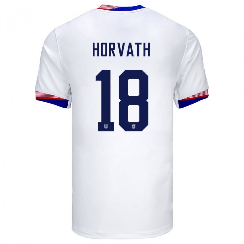 Kinderen Verenigde Staten Ethan Horvath #18 Wit Thuisshirt Thuistenue 24-26 T-Shirt