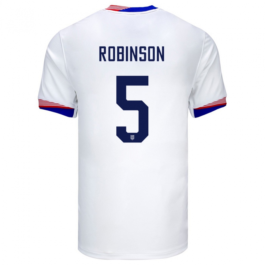 Kinderen Verenigde Staten Antonee Robinson #5 Wit Thuisshirt Thuistenue 24-26 T-Shirt