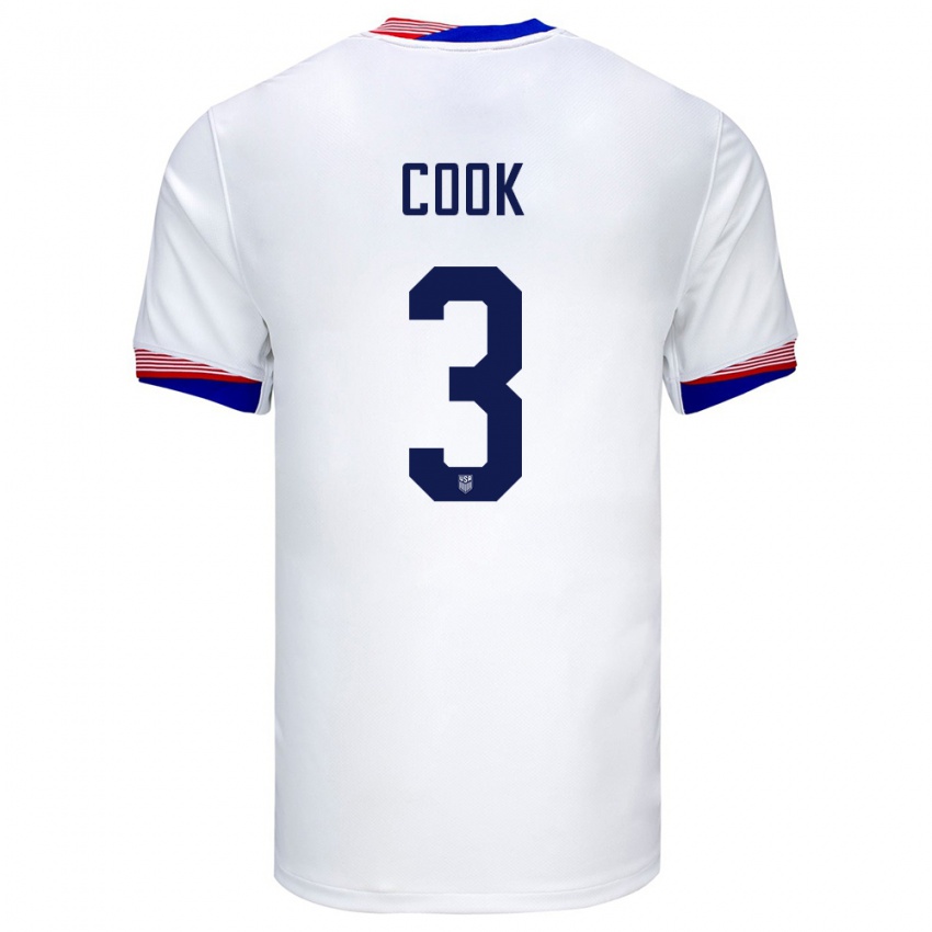 Kinderen Verenigde Staten Alana Cook #3 Wit Thuisshirt Thuistenue 24-26 T-Shirt